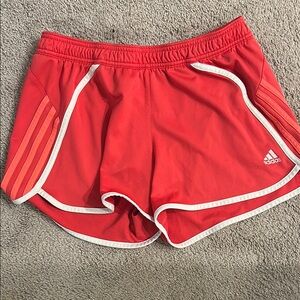 Adidas Red Athletic Shorts with Curved Hem